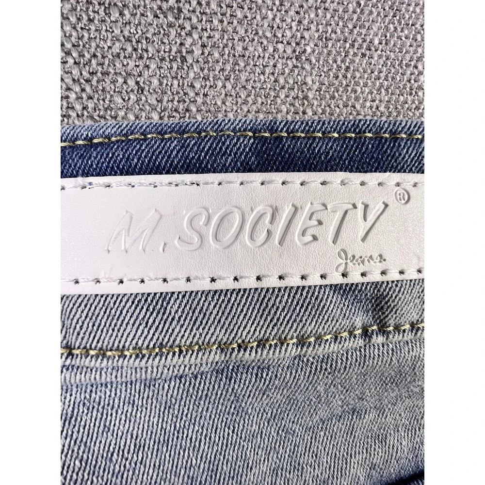 M. Society Jeans Men's 32 X 32 Distressed Straight Stretch Hip Hop Streetwear